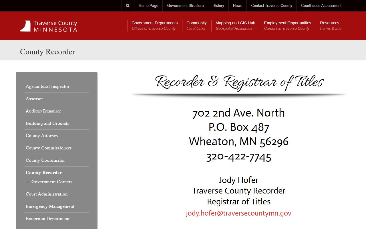 Traverse County Court Administration page