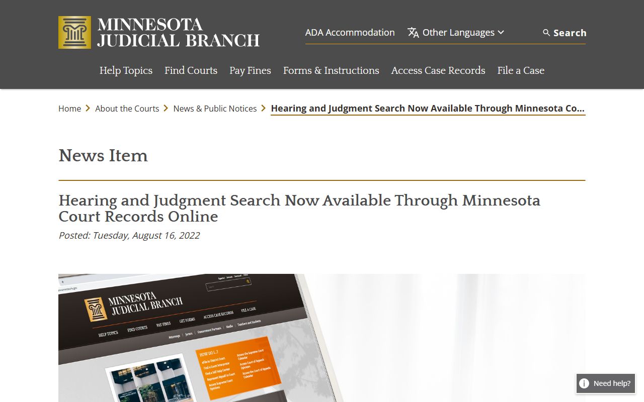 Traverse County court dockets MCRO hearing search