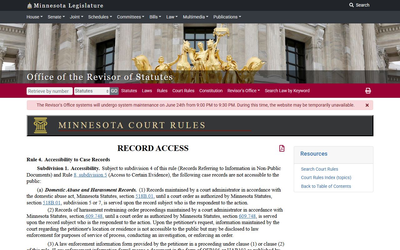 Traverse County court dockets Rule 4 access limits