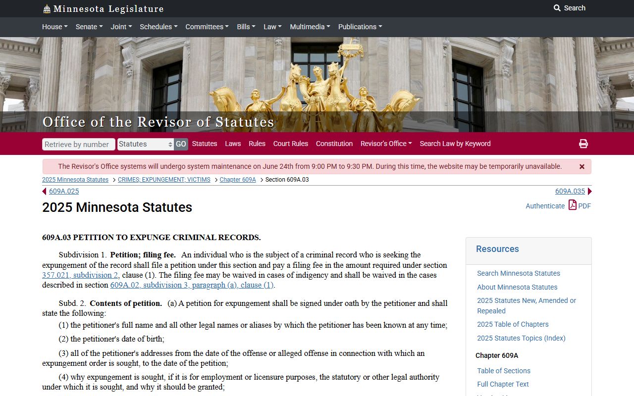 Traverse County criminal court records expungement statute
