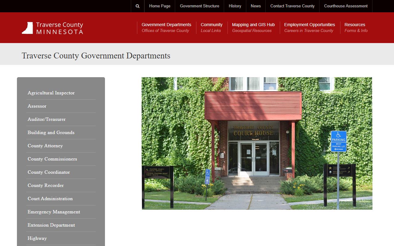 Traverse County departments page