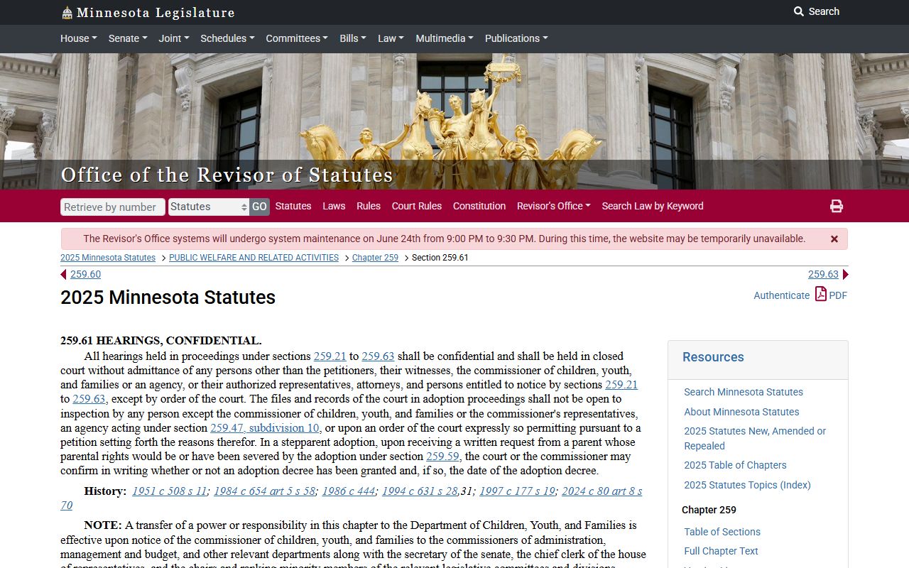 Probate records adoption records statute