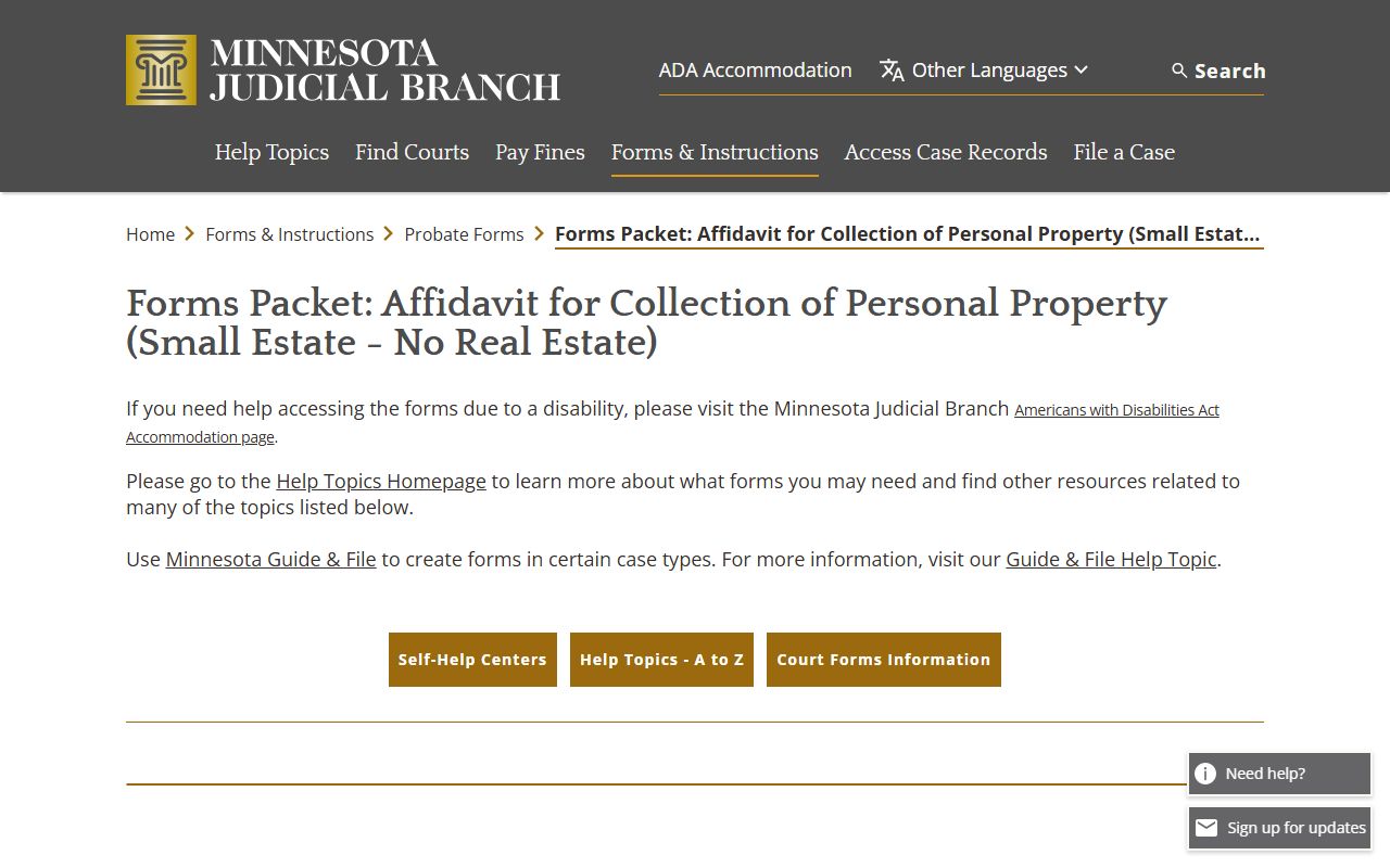 Probate records small estate affidavit forms