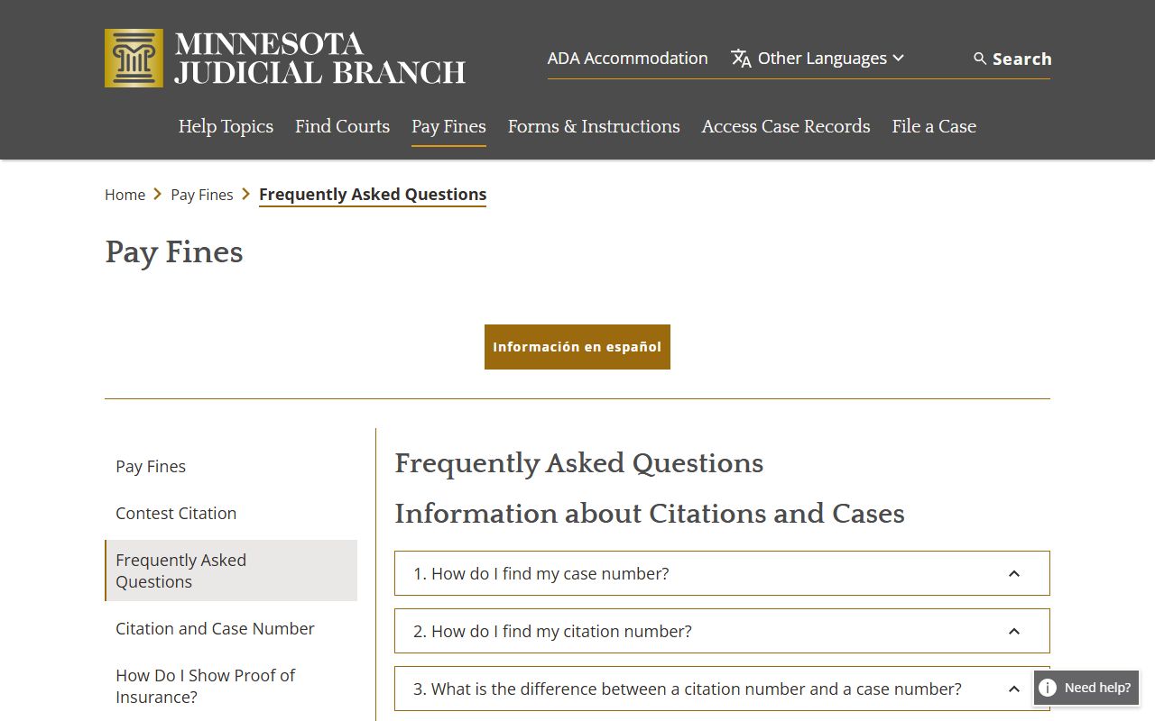 Traverse County traffic court records Minnesota pay fines FAQ